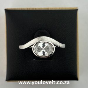 The Sterling Silver 1.25 ct. Oval Cut Sculpted Bezel Set Engagement Ring