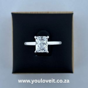 The Sterling Silver 1.75 ct Radiant Cut Solitaire Engagement Ring