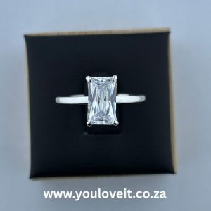 The Sterling Silver 3.30 ct Elongated Radiant Cut Solitaire Engagement Ring