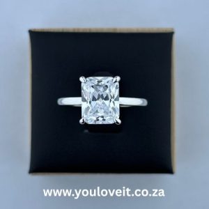 The Sterling Silver 3.50 ct Radiant Cut Solitaire Engagement Ring