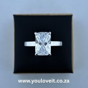 The Sterling Silver 6.00 ct Radiant Cut Solitaire Engagement Ring