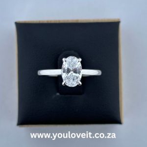 The Sterling Silver 1.41 ct Oval Cut Solitaire Engagement Ring With Hidden Halo