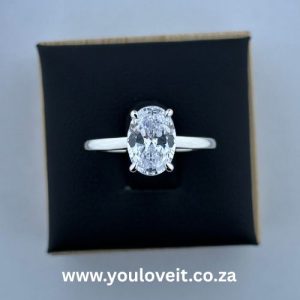 The Sterling Silver 2.30 ct Oval Cut Solitaire Engagement Ring With Hidden Halo