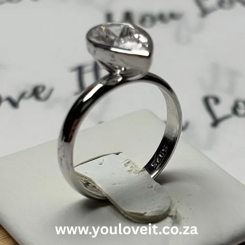 The Sterling Silver Bezel Setting 3.00 ct Pear Cut Engagement Ring