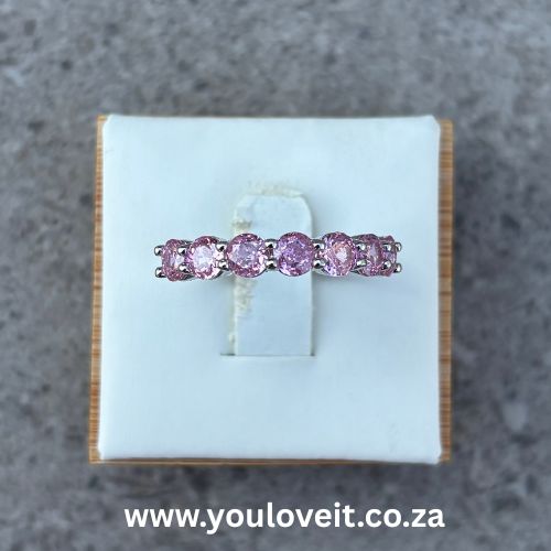 Sterling Silver 0.25 ct Round Cut Fancy Pink Half Eternity Band