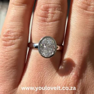 Sterling Silver Oval Cut 3.00 ct Bezel-Set Engagement Ring