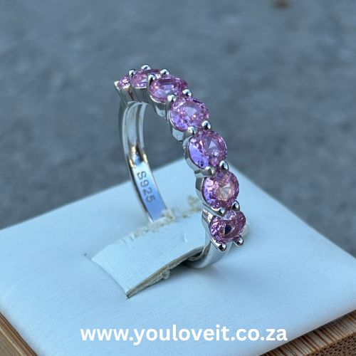 Sterling Silver 0.25 ct Round Cut Fancy Pink Half Eternity Band
