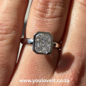 The Sterling Silver Bezel Setting 3.00 ct Radiant Cut Engagement Ring
