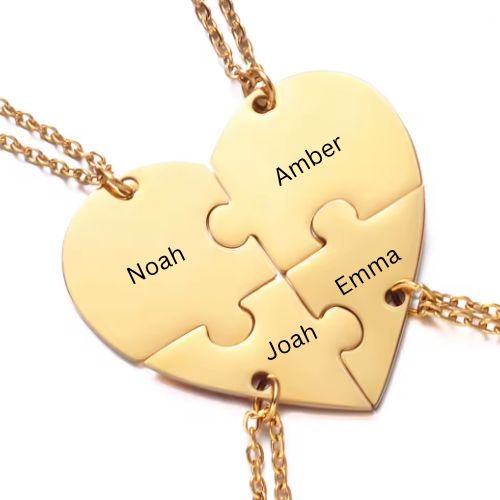 4 Part Heart Necklace (Free Engraving)